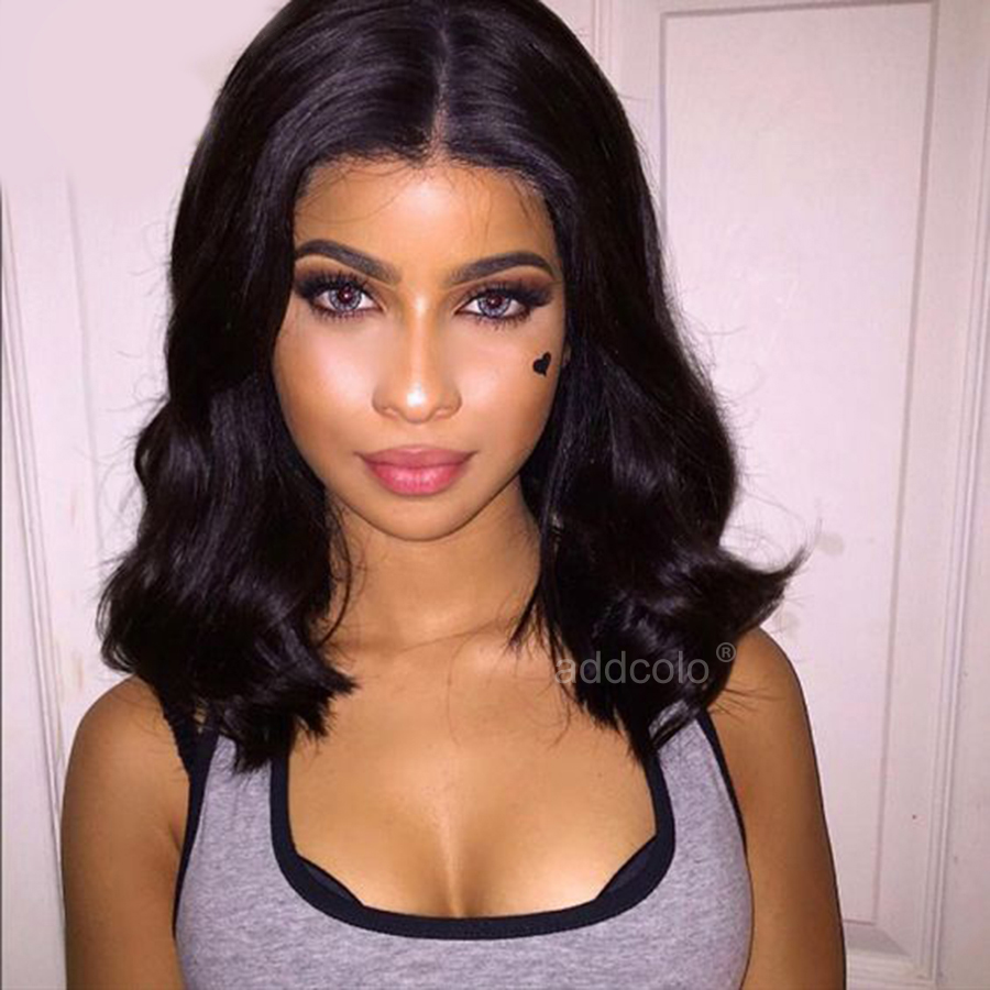 middle part wavy bob lace wigs