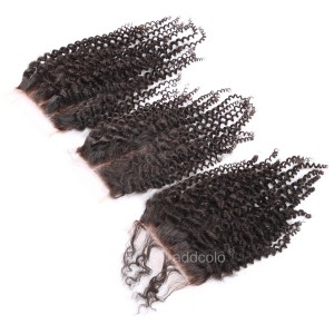 【Closures】Hair Closure Brazilian Remy Hair Kinky Curly 4"x4" Closure