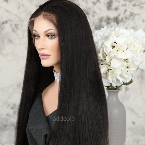 Human Hair Lace Front Wigs Natural Color Brazilian Hair Yaki Straight Wig