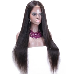 Human Hair 360 Lace Frontal Wigs Natural Color Brazilian Hair Silky Straight Wig 