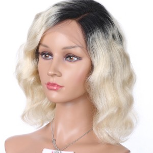 Lace Front Wig Brazilian Hair Bob Wig Ombre Color #1B T #613