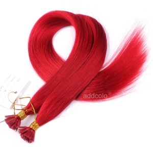【Addcolo 10A】Flat Tip Hair Extensions Brazilian Hair #Red Color 