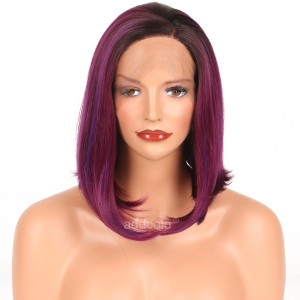 【Wigs】Synthetic Wigs #1B/Purple Ombre Color Straight Lace Front Wig 