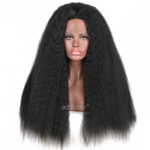 【Wigs】Synthetic Wigs Kinky Straight Black Lace Front Wig