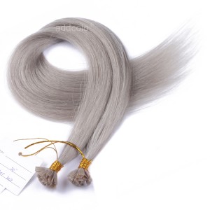【Addcolo 10A】Flat Tip Hair Extensions Peruvian Hair #Gray Color 