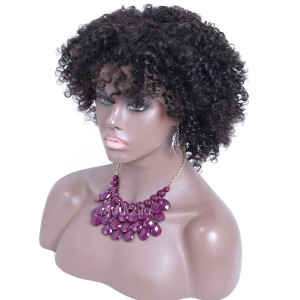 【Wigs】Full Lace Wigs Brazilian Hair Afro Kinky Curly Wig Natural Color