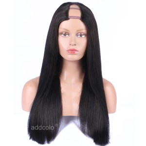 Silk Straight  U Part Wig Natural Color Middle Part Brazilian Human Hair Upart Wigs