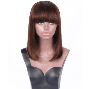 Rihanna &Naomi-Campbell Human Hair Wigs Straight Bob Wig with Bangs