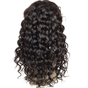 【Wigs】Human Hair Lace Wig Indian Hair Loose Wave Wig Color #1B