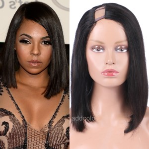 1"x4" Right Part Silky Straight 130% Density U Part Wig Human Hair Short Bob Wigs