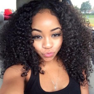 Human Hair Lace Front Wigs Indian Hair Kinky Curly Wig Natural Color