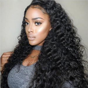 【Wigs】360 Lace Frontal Wigs Brazilian Hair Deep Curly Wig Natural Color