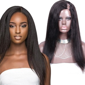U Part Wig Human Hair Wigs Brazilian Hair Coarse Italian Yaki Wig For Black Women