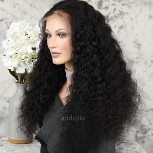 Human Hiar 360 Lace Frontal Wigs Natural Color Brazilian Hair Deep Wave Wig 