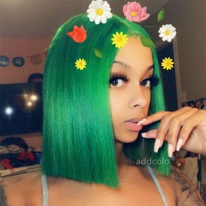 Emerald Green Lace Wigs Bob Straight & Wavy 2020 Summer Trendy Colorful Lace Front Wigs