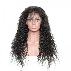 【Wigs】Full Lace Wigs Brazilian Hair Deep Curly Wig Natural Color