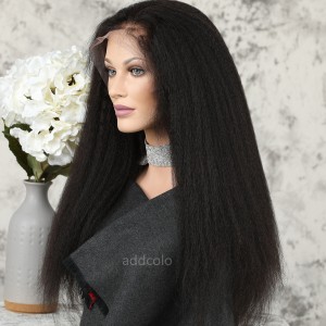 Human Hair 360 Lace Frontal Wigs Natural Color Brazilian Hair Kinky Straight Wig 