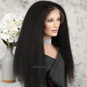 Human Hair Full Lace Wigs Natural Color Brazilian Hair Kinky Straight Wig 