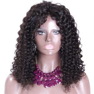 Silk Top Glueless Lace Wigs Kinky Curly  Middle Part Human Hair Wigs For Black Women