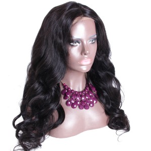 High Quality Human Hair Wigs Silk Base Wigs Natural Wave Middle Part Wigs With Bangs