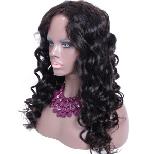 High Quality Human Hair Wigs Middle Part Loose Wave Silk Base Wigs With 150% Density