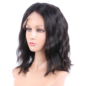 Silk Base Wigs Normal Density Natural Wavy Style Middle Part Human Hair Cut Bob Wigs