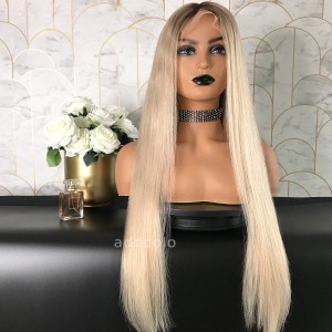 Leslie Remy Hair Lace Front Wigs T1B/Milk Tea