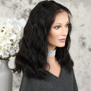 Human Hair Full Lace Wigs Natural Color Brazilian Hair Wavy Bob Wig 