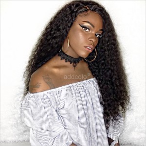 Human Hair Full Lace Wigs Natural Color Brazilian Hair Deep Wave Wig 