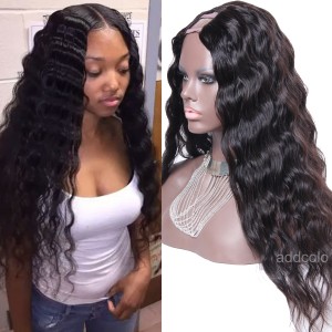 Best U Part Wigs Brazilian Human Hair Water Wave 1.5"X4" Middle Part Upart Wig