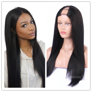 10A Virgin Hair Silk Straight  U Part Wig Natural Color Unprocessed Human Hair Upart Wigs