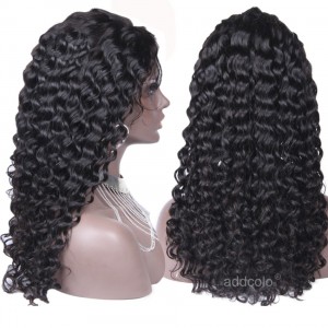 【Wigs】Human Hair Lace Wig Brazilian Hair Deep Curly Wig Natural Color
