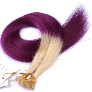 【Addcolo 10A】U Tip Hair Extensions Brazilian Hair #613/purple Ombre Color