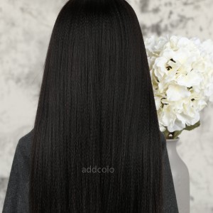 Yaki Straight Human Hair Half Wigs Brazilian Hair Natural Color Machine Made Wigs