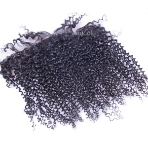 【Frontals】13x4 Lace Frontal Kinky Curly Malaysian Virgin Human Hair Silk Base Frontal