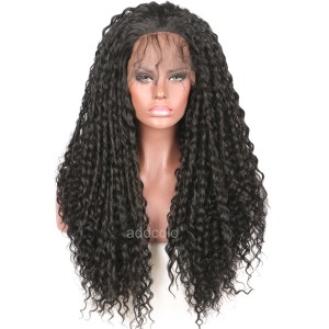 【Wigs】Synthetic Wigs Curly Black Lace Front Wig 