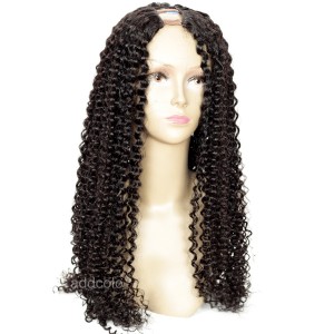 100% Human Hair Brazilian Hair Kinky Curly Wig Natural Color U Part Wigs For Sale