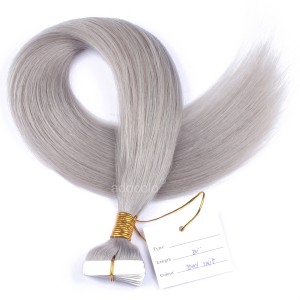 【Addcolo 10A】Tape In Hair Extensions Brazilian Hair #Gray Color