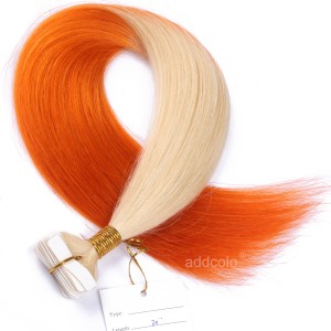 【Addcolo 10A】Tape In Hair Extensions Brazilian Hair #613/Orange Ombre Color