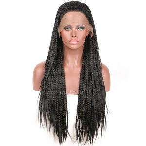 【Wigs】Synthetic Wigs Braid Black Lace Front Wig 