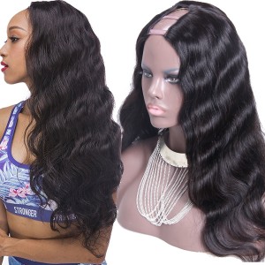 Cheap U Part Wigs Brazilian Hair Body Wave Natural Color Human Hair Wigs