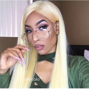 Human Hair Wigs Silky Straight Peruvian Hair Blonde #613 Lace Wigs 