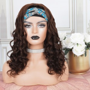 Human Hair Head Band Wigs Loose Wave Machine Made Wigs