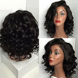 【Wigs】360 Lace Frontal Wigs Brazilian Hair Short Curly Wig Natural Color