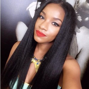 Silk Top Full Lace Wigs Italian Yaki Straight Human Hair Wigs For Black Women