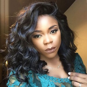 Short Curly Human Hair Bob Wigs Middle Part Natural Curly Silk Base Wigs 