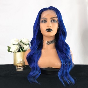 Victoria Remy Hair Lace Front Wigs Bright Blue