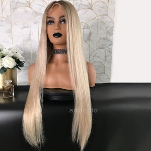 Leslie Remy Hair Lace Front Wigs T1B/Milk Tea