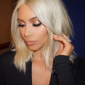 Kim Kardashian Inspired Human Hair Wigs Instock Blonde Color Straight Bob Wigs