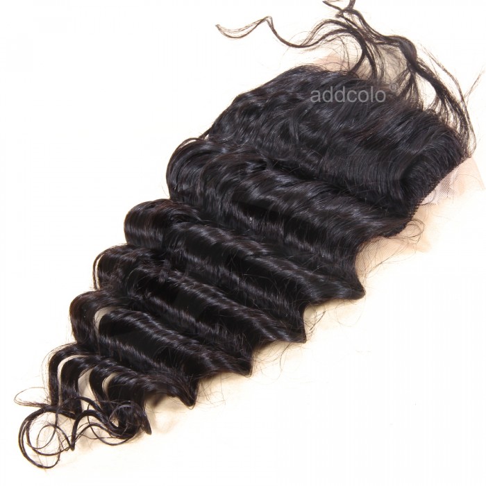 Closures 10a Deep Wave Hair Closure Brazilian Human Hair 4 X4 Lace Closure